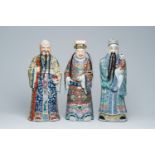 Three Chinese famille rose 'Star God' figures, 19th/20th C.