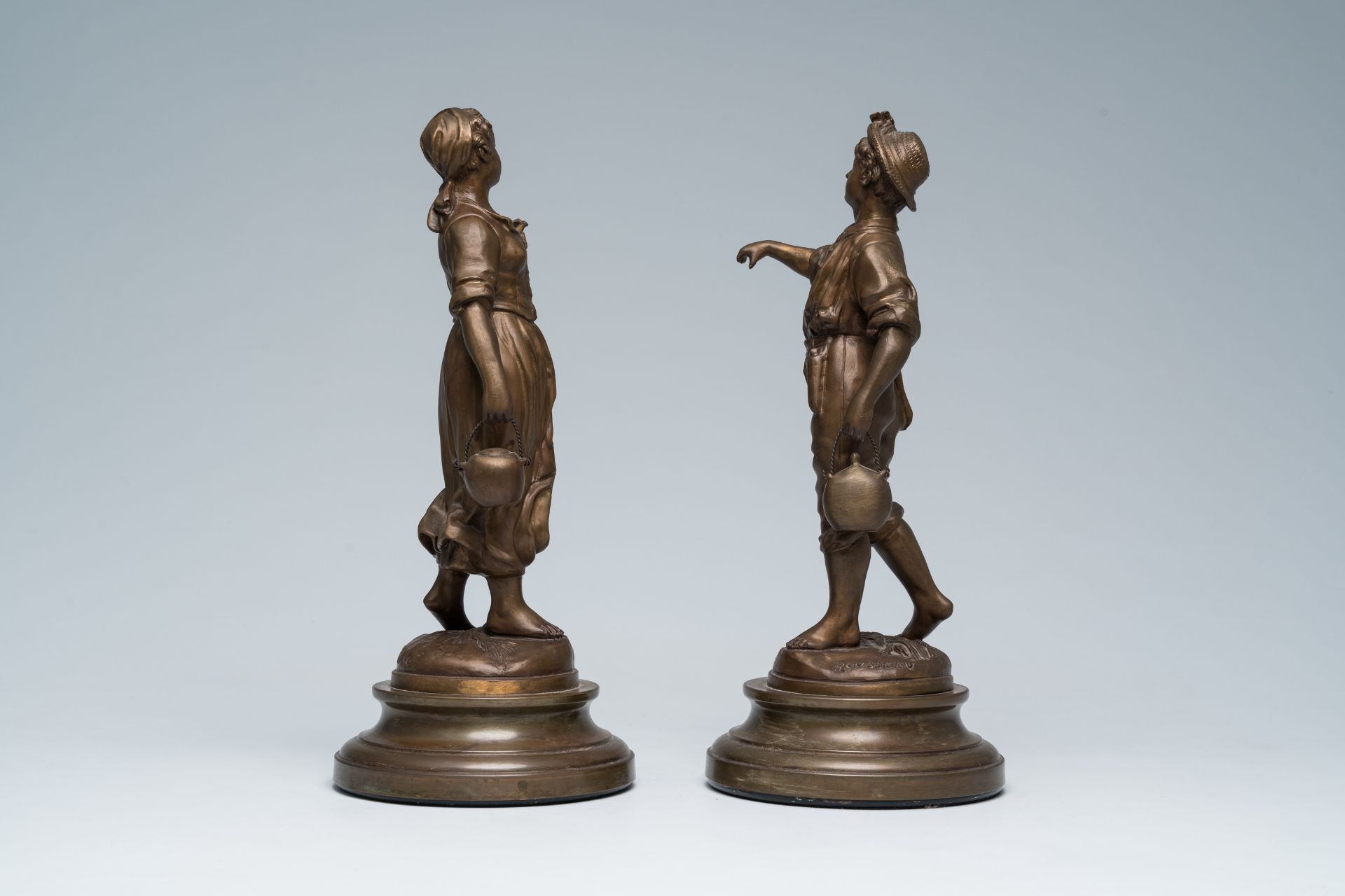 Emile FranÃ§ois Rousseau (1853-?): The water carriers, patinated copper alloy - Image 5 of 9