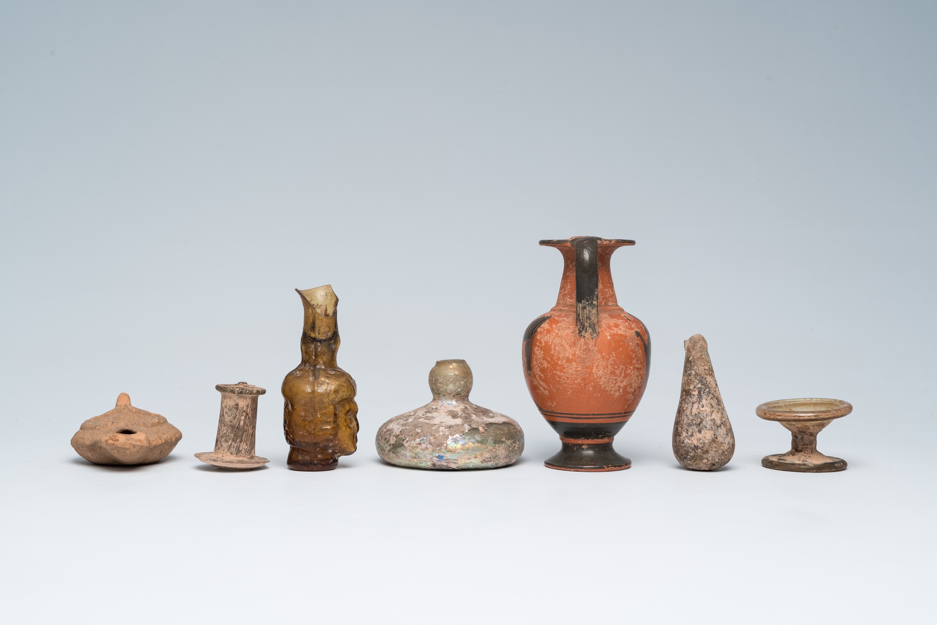 A varied collection of archaeological glass and pottery utensils and fragments, Greco-Roman period a - Image 4 of 7