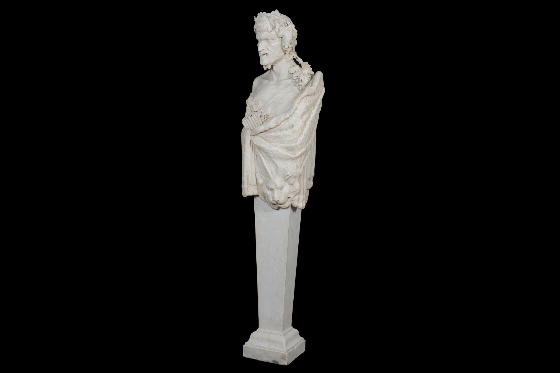 An impressive Italian white marble 'Pan' herm figure, possibly 17th C.