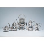 A five-piece German Rococo revival silver coffee and tea set with floral relief design, 800/000, mak