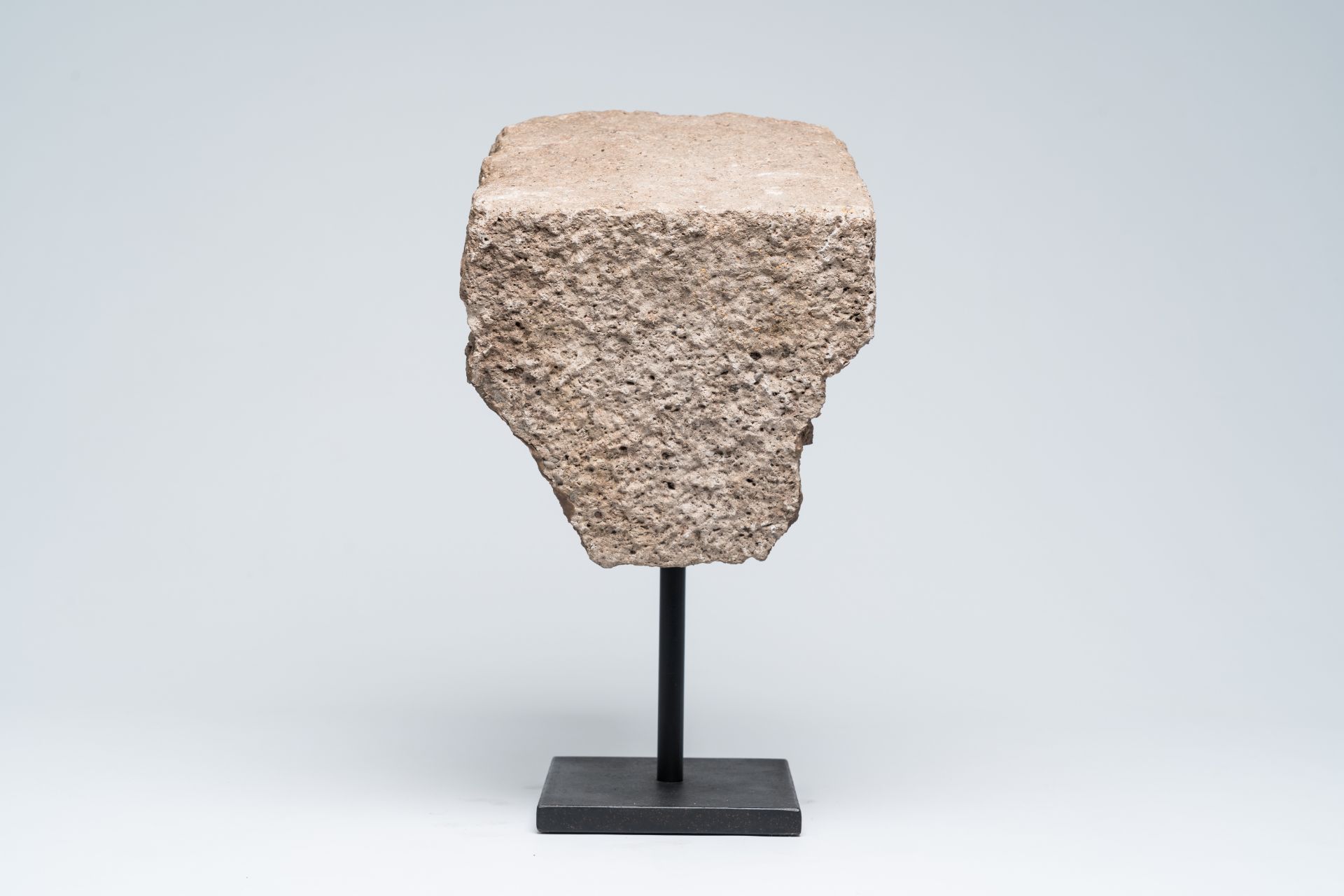 A French stone modillon depicting a gaper, 14th C. - Image 3 of 7