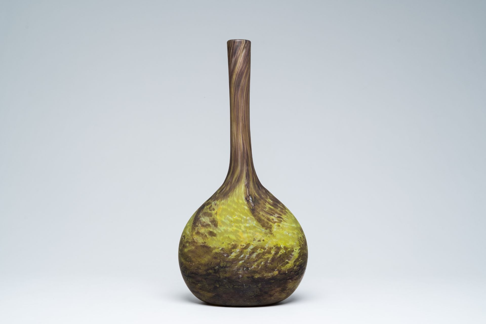 A French bottle shaped glass paste vase, marked Daum Nancy, 20th C. - Image 3 of 7