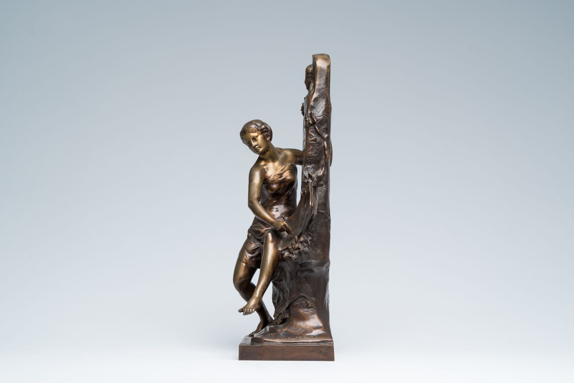 Emile Picault (1833-1915): 'Le souvenir', brown patinated bronze - Image 3 of 12