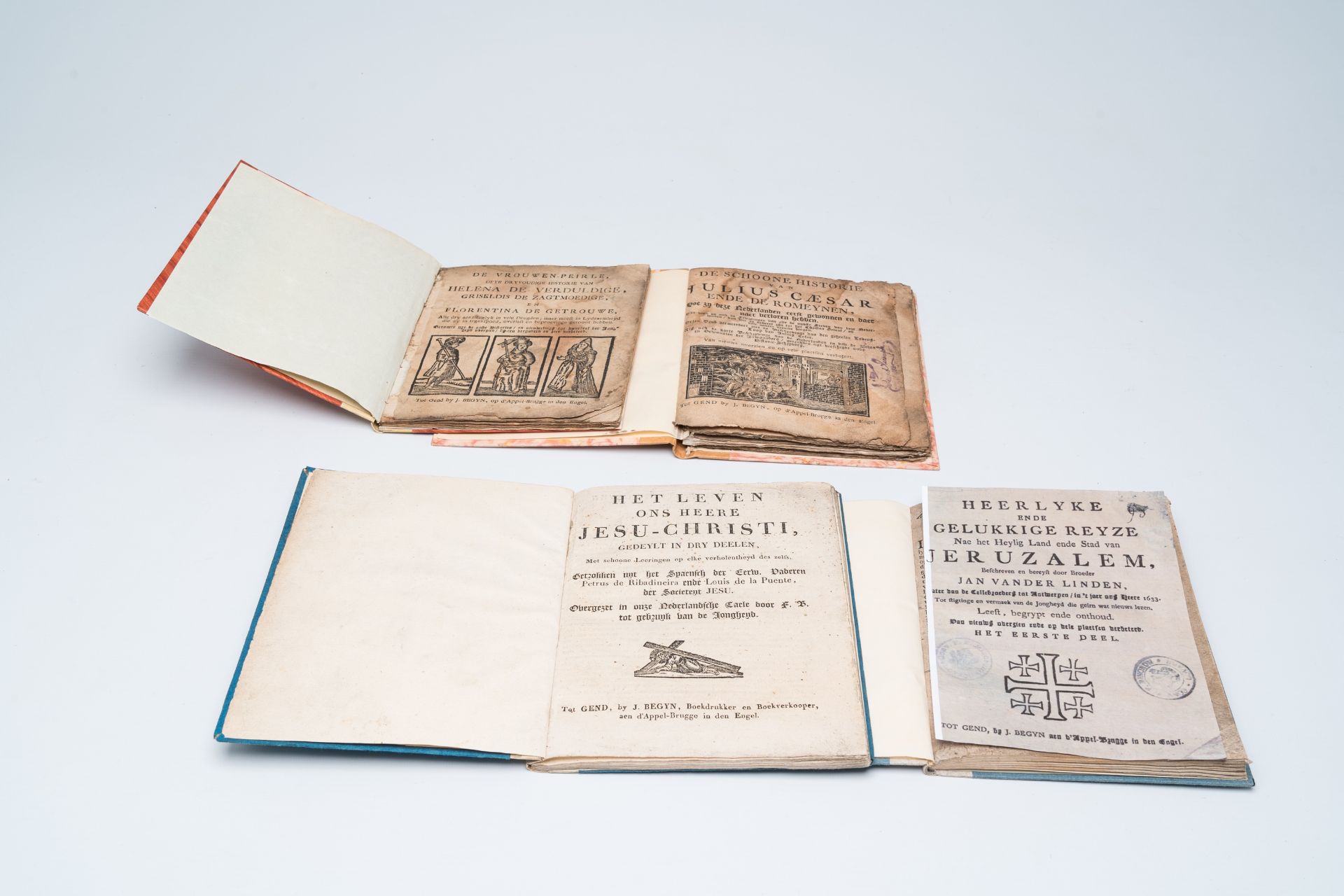Four various chapbooks printed in Ghent by 'J. Begyn, op d'Appel-Brugge in den Engel', 1768-1807