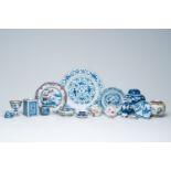 A varied collection of Chinese blue, white and famille rose porcelain, Ming and later