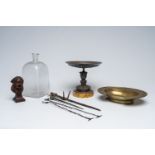 A varied collection of European items in various materials, a.o. a fine silver-plated tazza, possibl