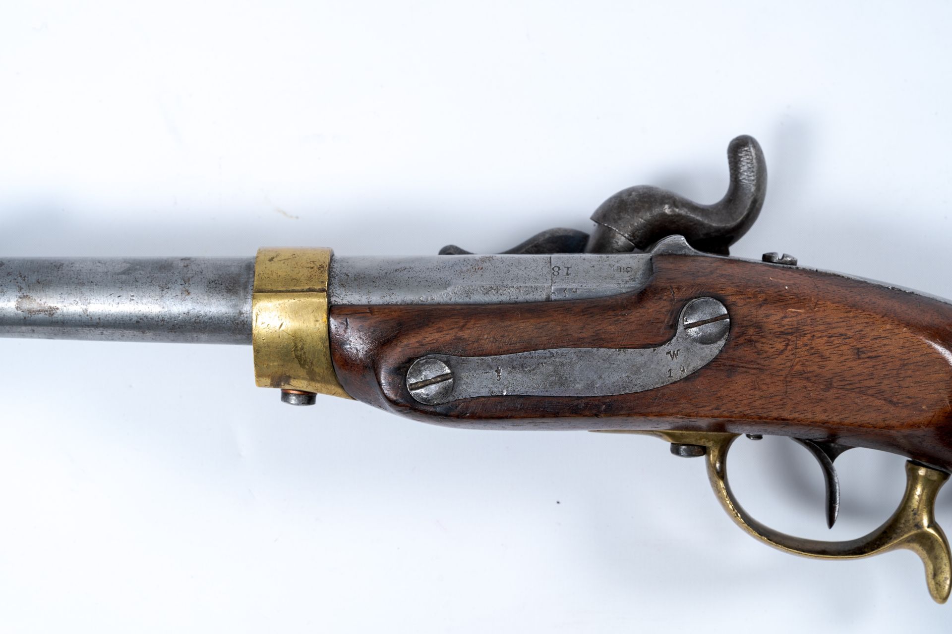 A German cavalry percussion pistol with extra safety system on the lock, monogram G.S., Potsdam, dat - Image 4 of 4