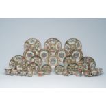 A varied collection of Chinese Canton famille rose cups, saucers and plates, 19th/20th C.