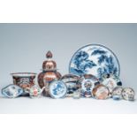 A varied collection of Japanese blue, white and Imari porcelain with floral design and landscapes, E