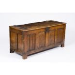 A Flemish Gothic oak wood coffer with linenfold panels, 16th C. and later