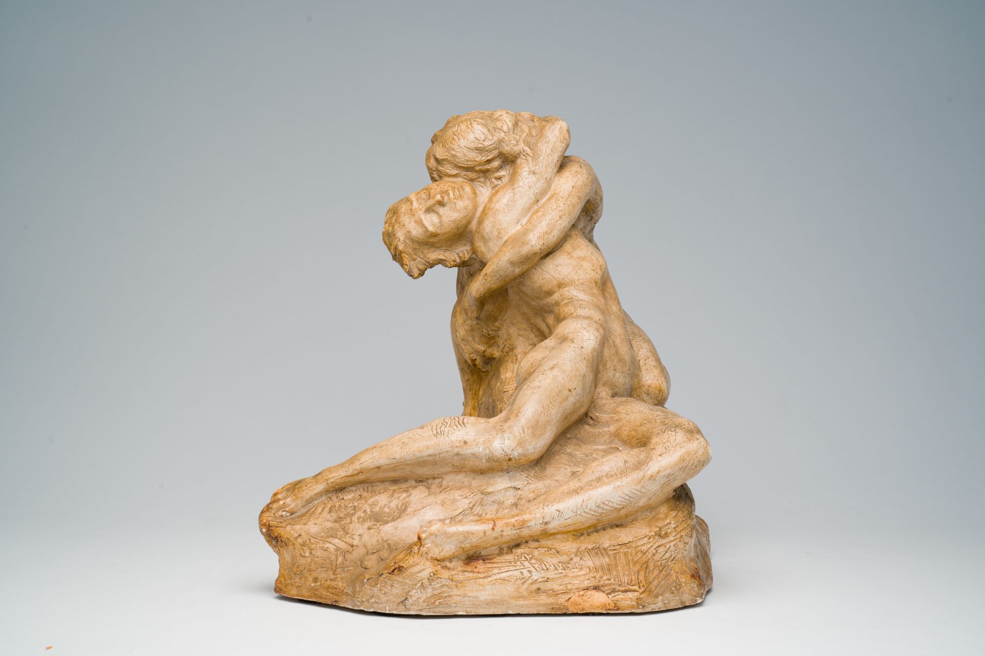 Cesar Schroevens (1884-1972): The embrace, patinated plaster, dated 1943 - Image 8 of 11