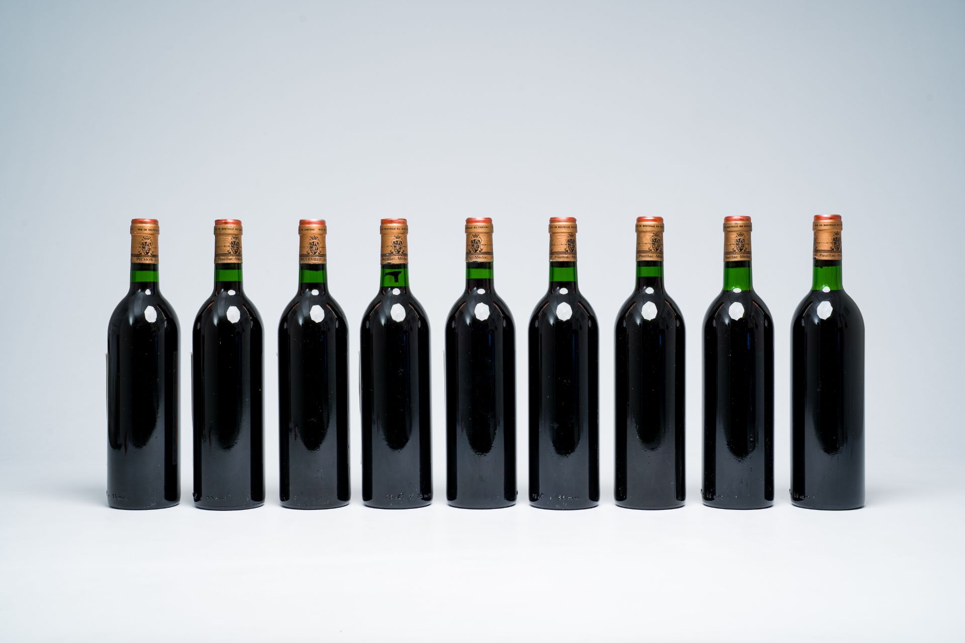 Nine bottles of Chateau Longueville, Pauillac-Medoc, Bordeaux, 1981