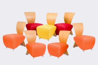 Seven 'Bobo' easy lounge chairs, Dietmar Sharping for Dauphin, Germany, 2000s