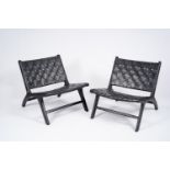 Olivier De Schrijver (1958): A pair of Los Angeles recliner chairs in black leather and black tinted