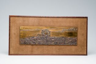 Roger Bonduel (1930-2019): 'Droomstad' (Dream City), relief in copper, ed. 1/4, dated 1977