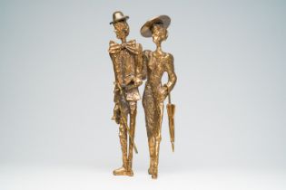 Yves Lohe (1947): A strolling couple, brass
