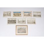 Eight various optical prints, a.o. views of Nanking, Rome and Madrid, (hand-coloured) engravings, 18