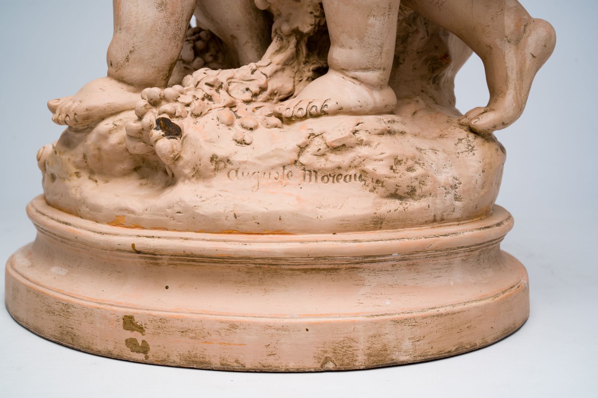 Auguste Moreau (1834-1917): Three bacchantes surrounded by vines, patinated terracotta - Image 6 of 6