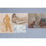 Jules Jacques Boulez (1889-1960): Four various works, mixed media on paper and cardboard