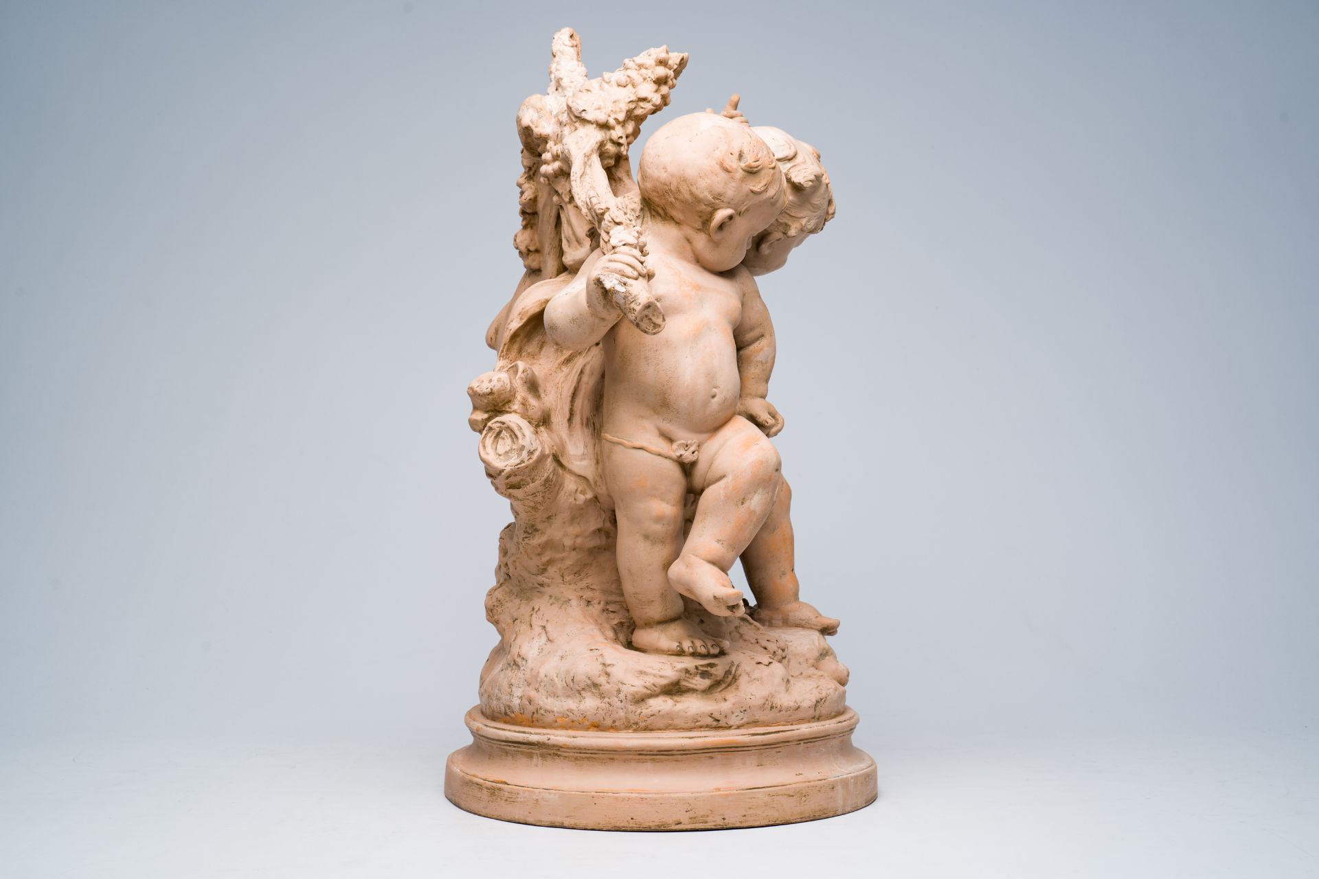Auguste Moreau (1834-1917): Three bacchantes surrounded by vines, patinated terracotta - Image 5 of 6