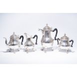 A four-piece French silver 'armorial' coffee and tea set, probably 19th C.