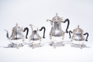 A four-piece French silver 'armorial' coffee and tea set, probably 19th C.