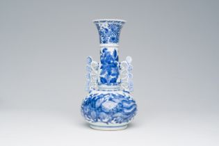 A Chinese blue and white vase after a Venetian glass model with floral design, Kangxi