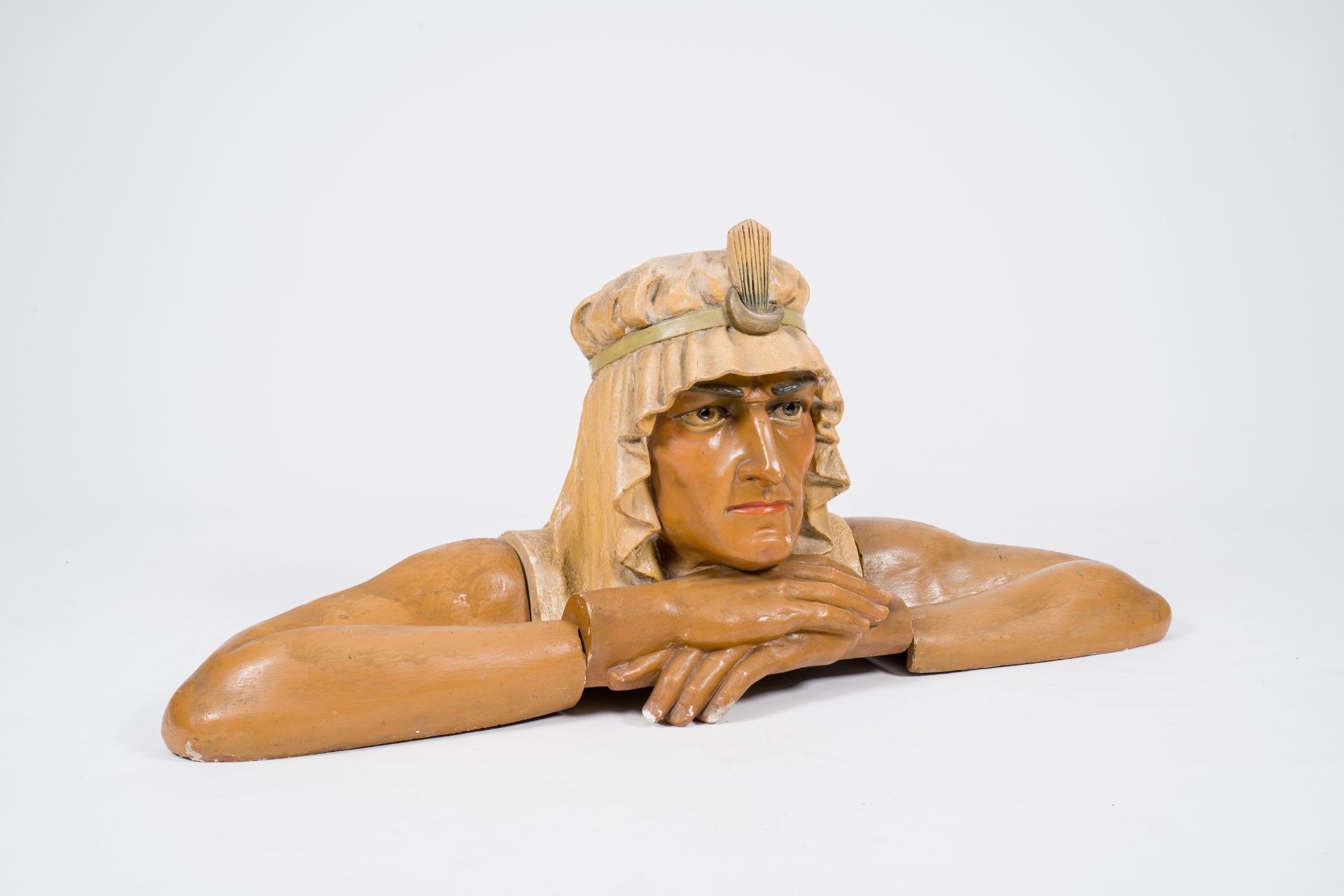 A polychrome plaster bust of Rudolph Valentino as 'The Young Radjah', 1920's