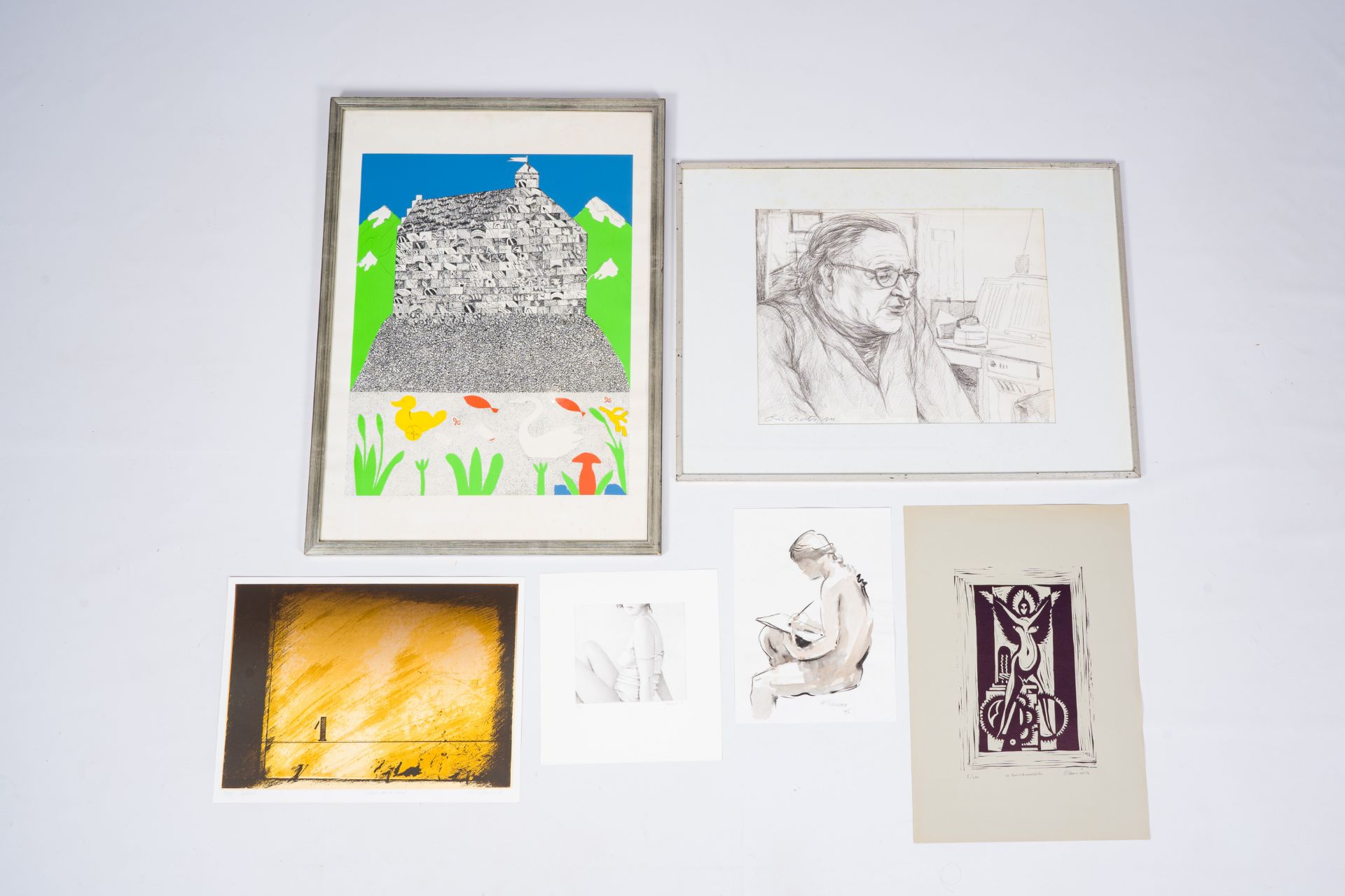 A varied collection of Belgian graphic art, mixed media on paper, 20th C.