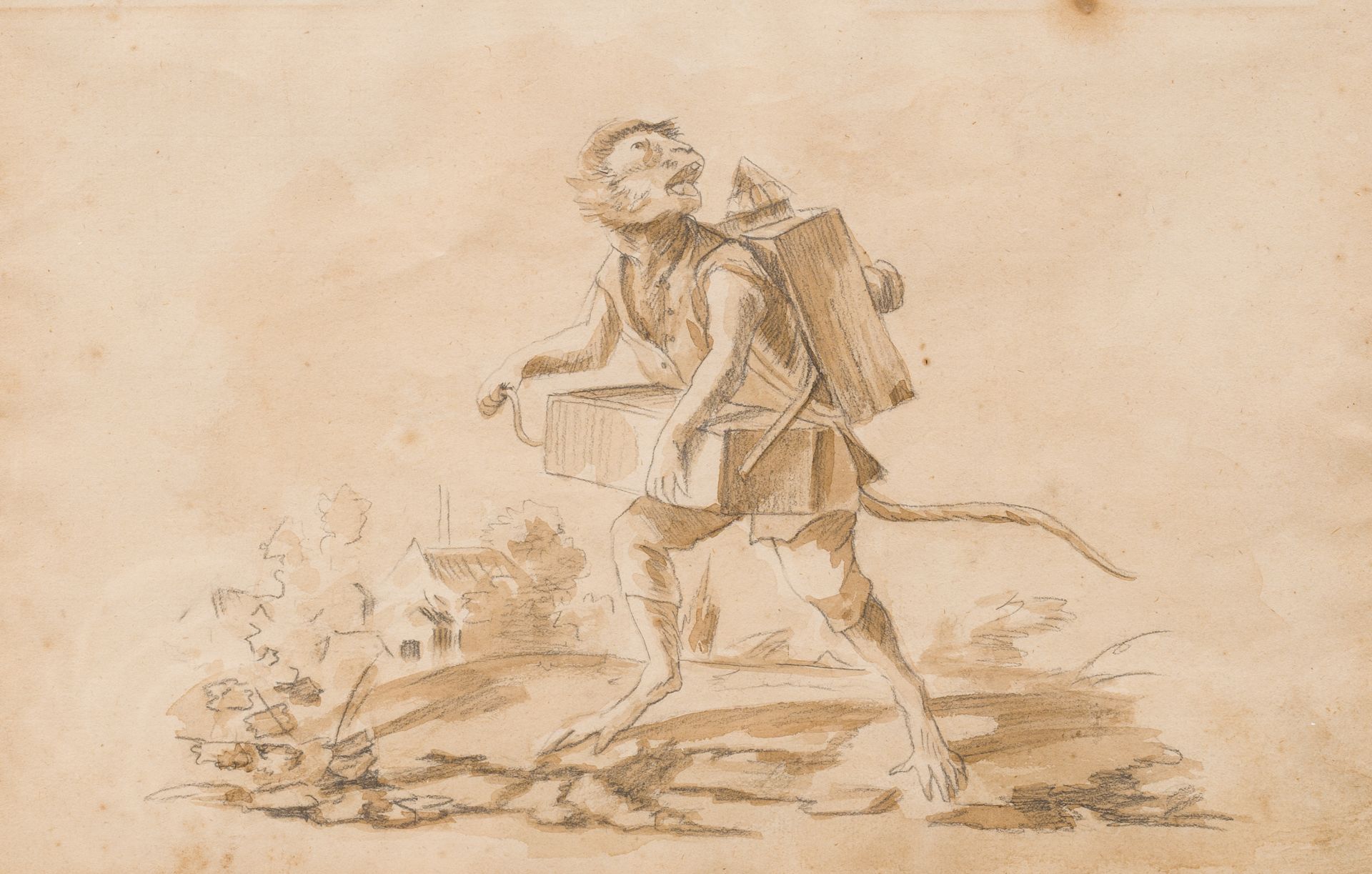 French school, follower of Christophe Huet (1700-1759): Eight scenes with monkeys, pencil and waterc - Bild 7 aus 13