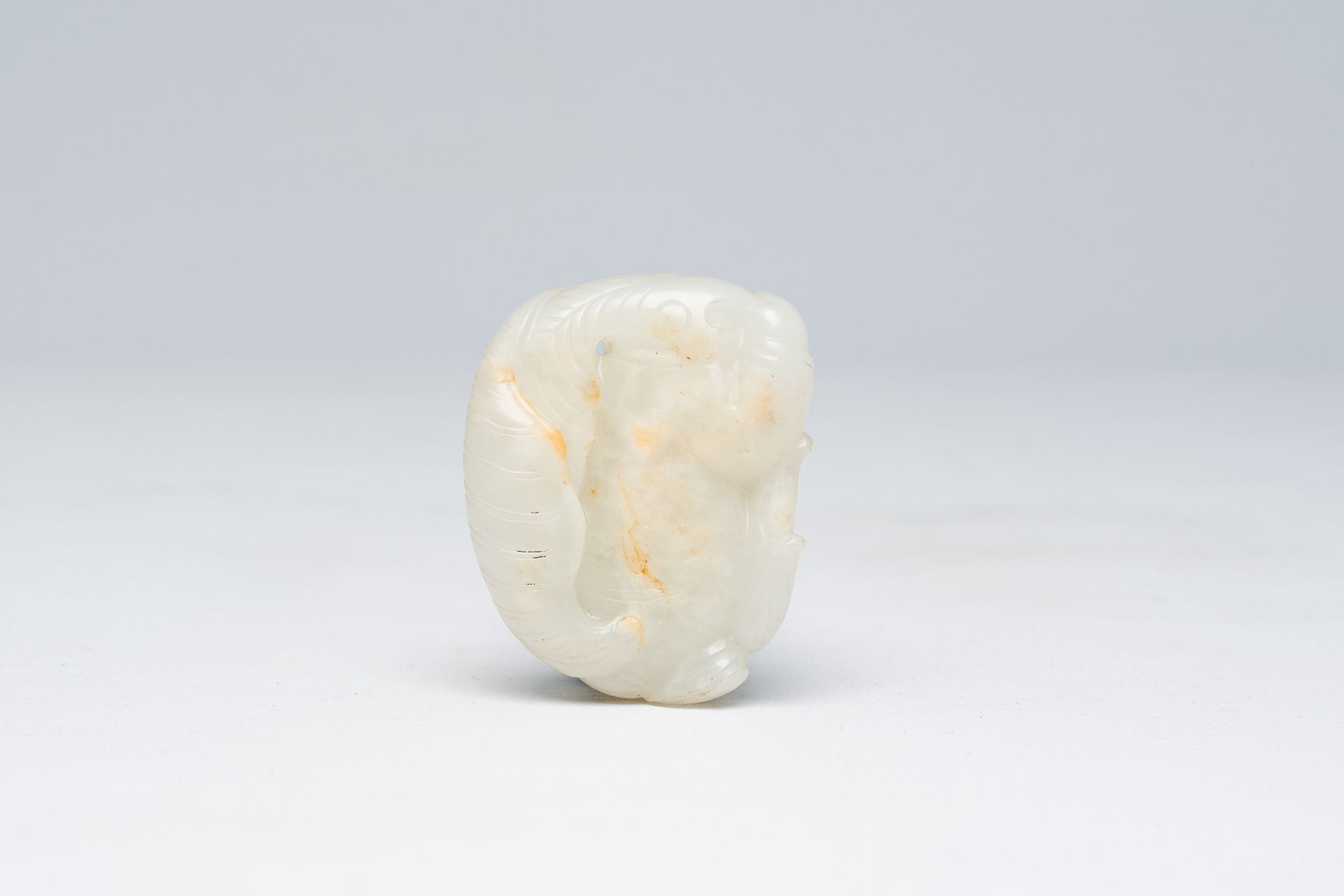 A Chinese white jade pendant with a boy, Qing - Image 2 of 6