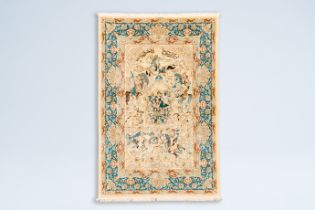 A Persian silk Goum 'hunting' rug, Iran, 20th C.