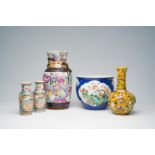 A varied collection of Chinese famille rose, famille verte and polychrome porcelain, 19th/20th C.