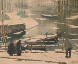 Albert Baertsoen (1866-1922): 'De dooi in Gent' (The taw in Ghent), aquatint in colours, ed. 22/200,