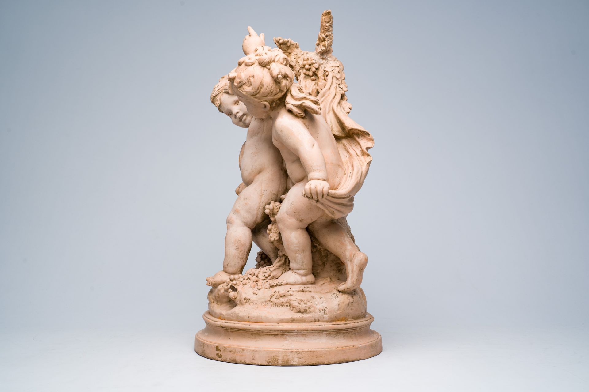 Auguste Moreau (1834-1917): Three bacchantes surrounded by vines, patinated terracotta - Image 3 of 6