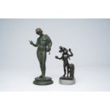 After the antique: Narcissus and Young Bacchus and a faun having fun, patinated bronze, 19th C.