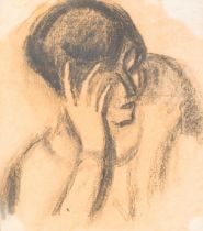Frits Van den Berghe (1883-1939, attributed to): Musing lady, charcoal on paper