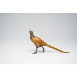 A Viennese polychrome cold painted bronze model of a pheasant, signed, 19th/20th C.