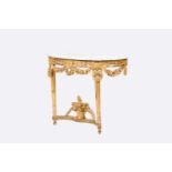 A French Neoclassical gilt wood console with marble top, 18th C.