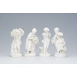 Four fine English biscuit figures depicting the 'four seasons', 19th C.