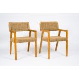 Olivier De Schrijver (1958): A pair of Boss lounge water hyacinth and teak armchairs, ed. 43 and 44/