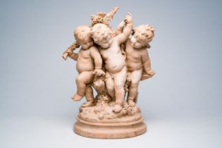 Auguste Moreau (1834-1917): Three bacchantes surrounded by vines, patinated terracotta