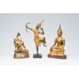 Three Southeast Asian bronze figures of Buddha, a.o. Thailand, 19th/20th C.