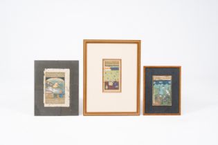 Indian school: Three various narrative miniatures, gouache on paper, 19th/20th C.