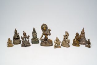 A collection of ten Chinese and Southeast-Asian bronze Buddhist sculptures, 18th/20th C.