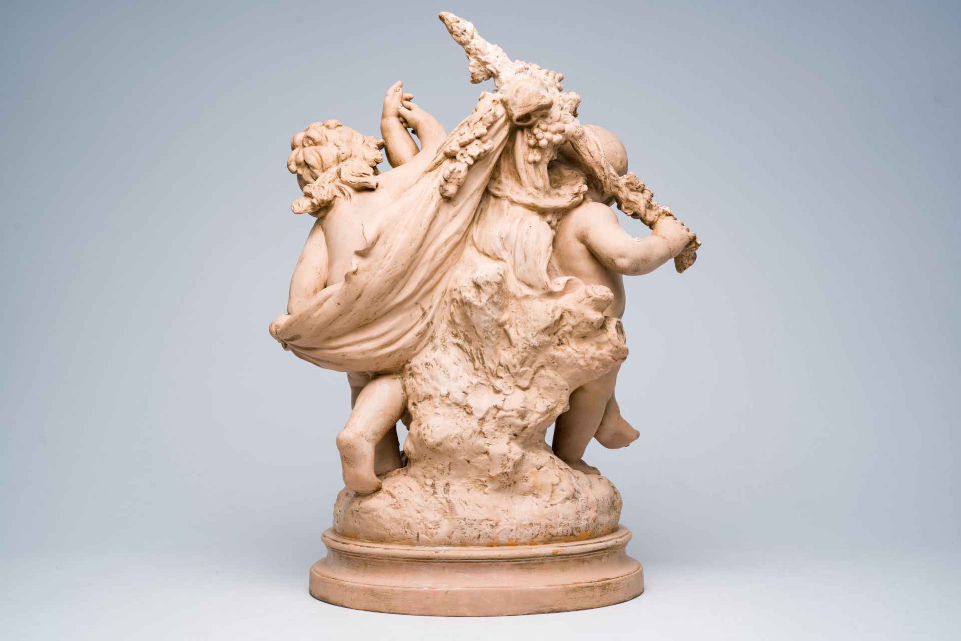 Auguste Moreau (1834-1917): Three bacchantes surrounded by vines, patinated terracotta - Image 4 of 6