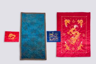 Four Chinese and/or Vietnamese embroidered silk panels, 19th/20th C.