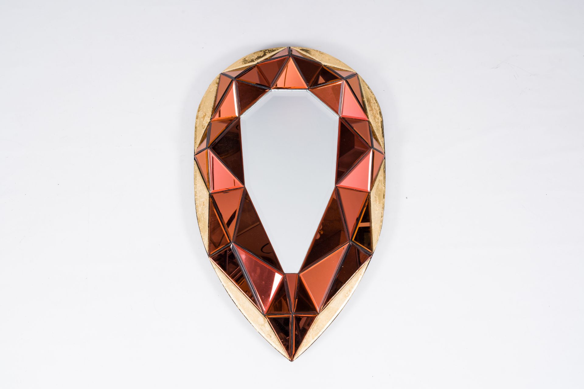 Olivier De Schrijver (1958): A 24 carat gold leaf and velvet finished 'Coeur de feu' mirror, piece u