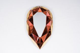 Olivier De Schrijver (1958): A 24 carat gold leaf and velvet finished 'Coeur de feu' mirror, piece u